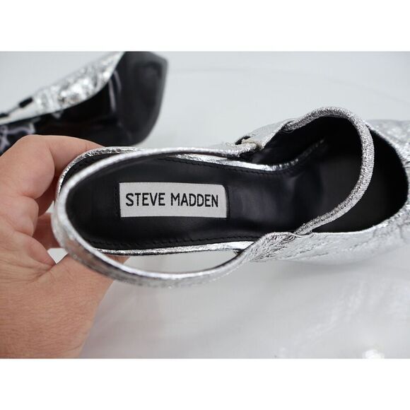 Steve Madden Grae Slingback Pump Silver Metallic Heels Size 8M Pointed Toe - Picture 11 of 13